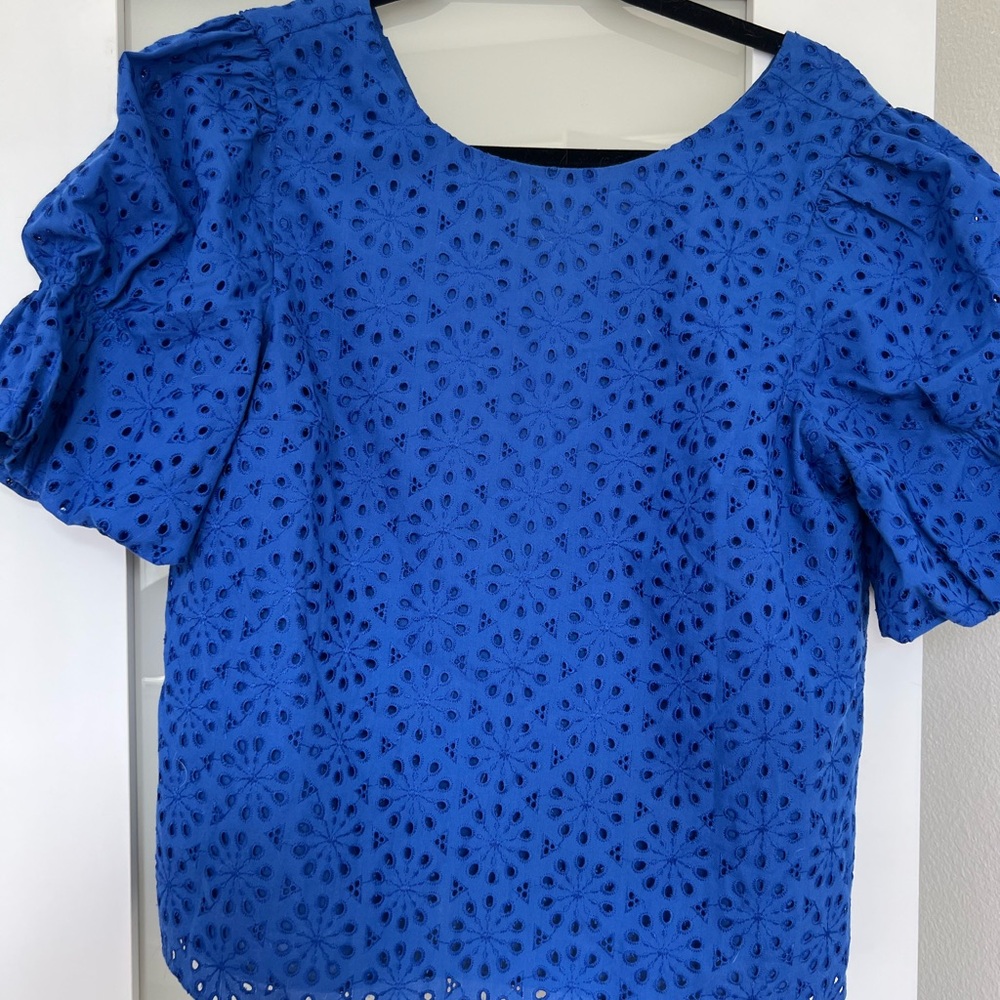 Lilly Pulitzer Blue Boxy Ruffled Blouse
